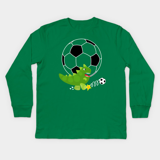 Cute Dinosaur Playing Soccer - Navy Background